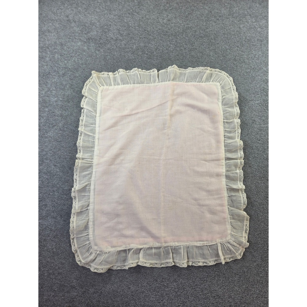 Vintage Unbranded Ruffle Lace Sheer Pillow Sham 17x14 White Cottagecore